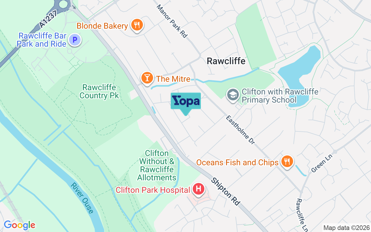 Map showing the location of YO30 5TP