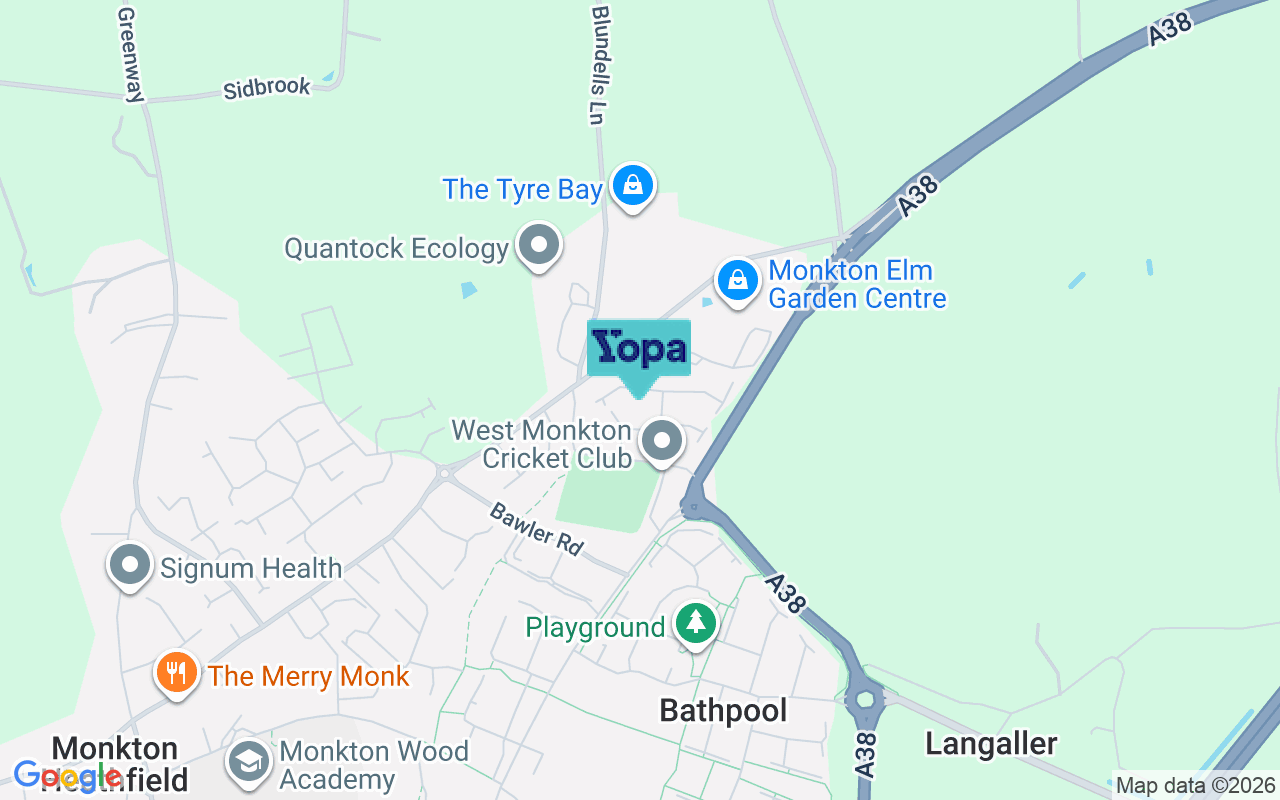 Map showing the location of TA2 8GL