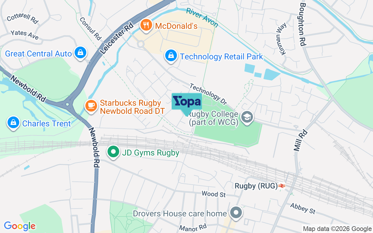 Map showing the location of CV21 1NT
