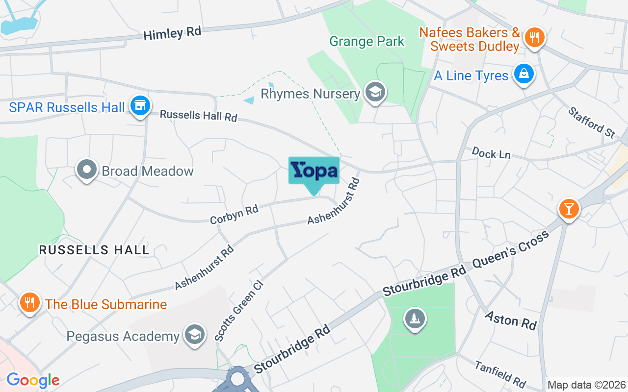 Map showing the location of DY1 2JY