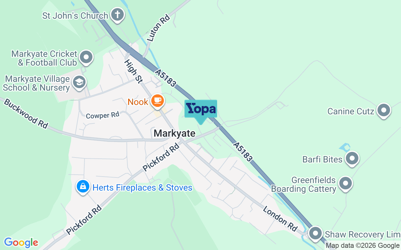 Map showing the location of AL3 8FG