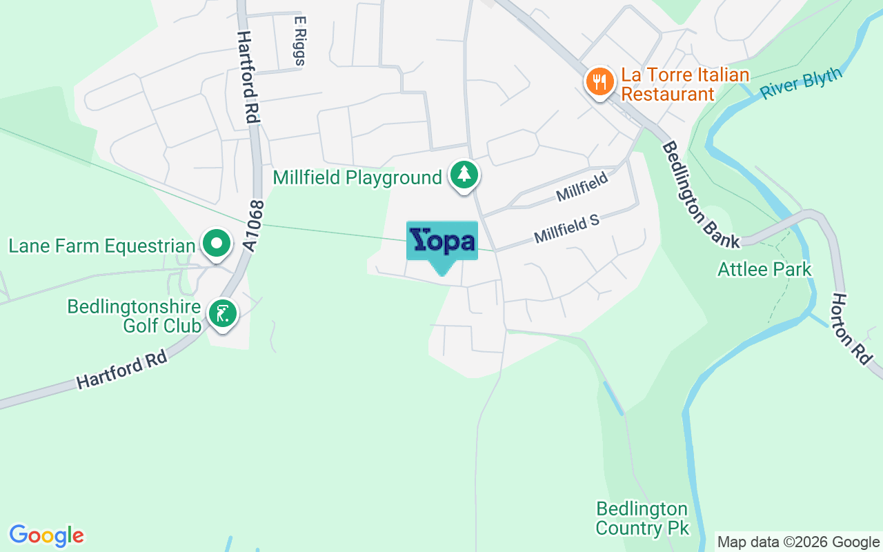 Map showing the location of NE22 5SE