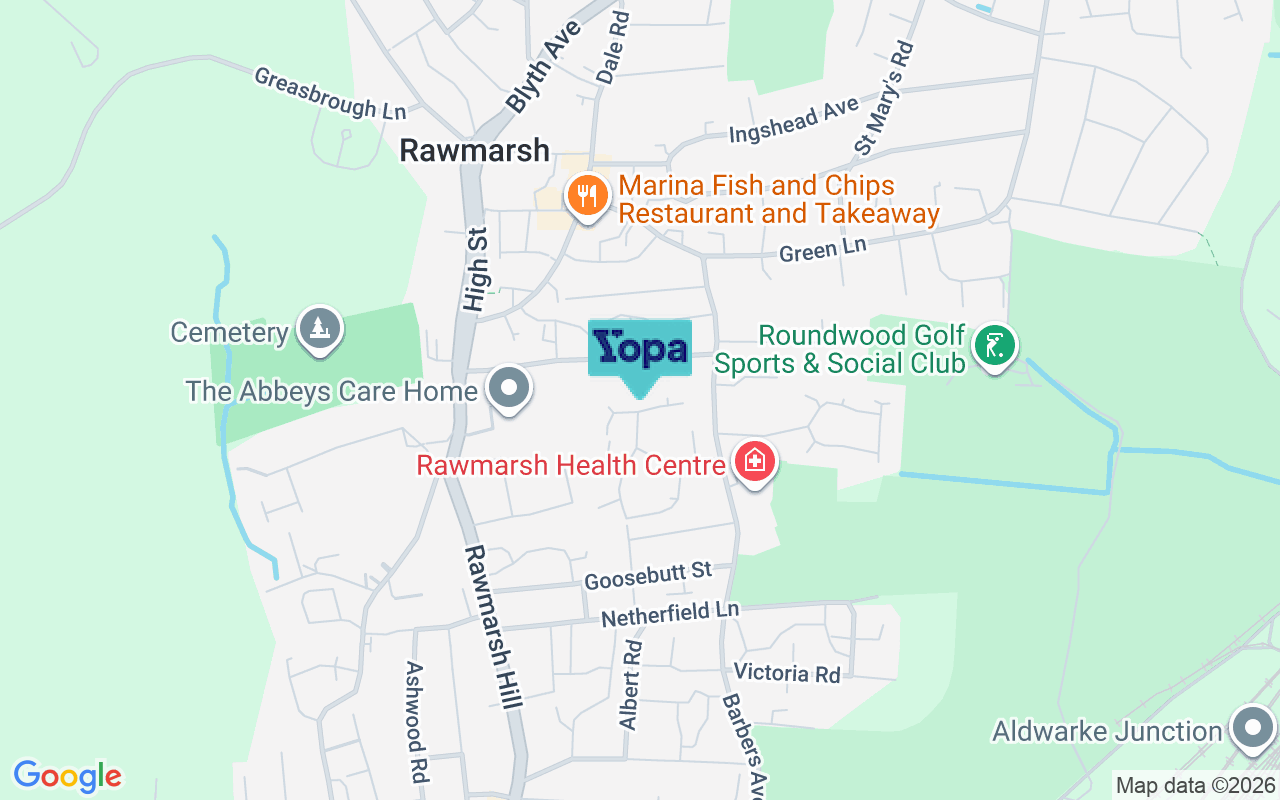 Map showing the location of S62 6FG