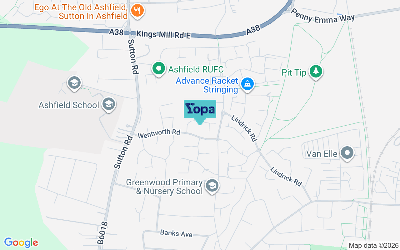 Map showing the location of NG17 8PN