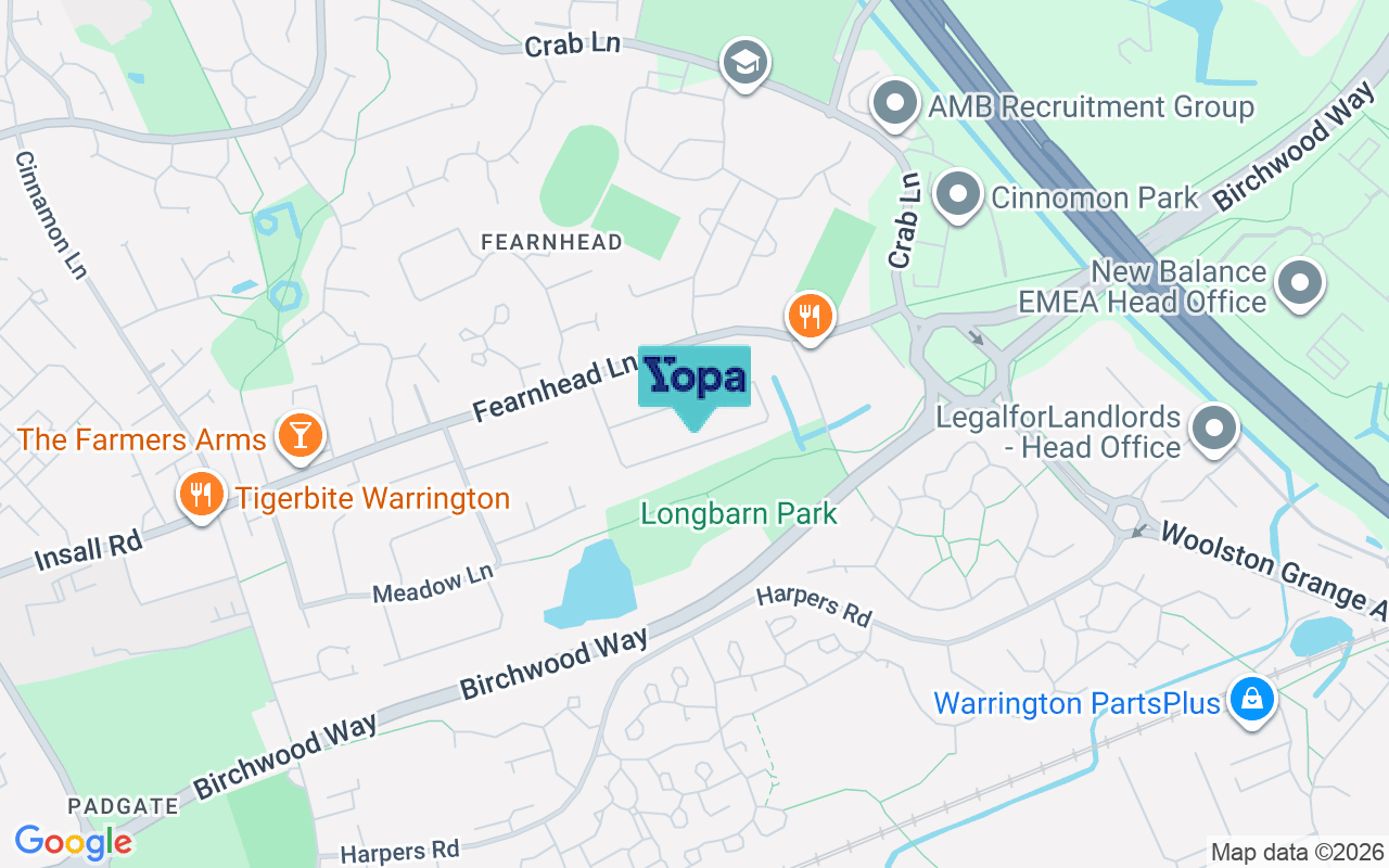 Map showing the location of WA2 0BN