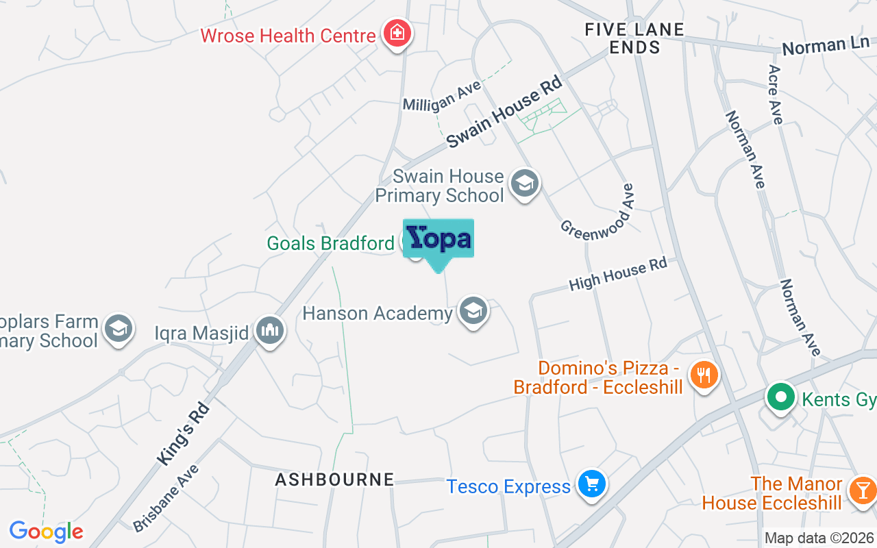 Map showing the location of BD2 1JP