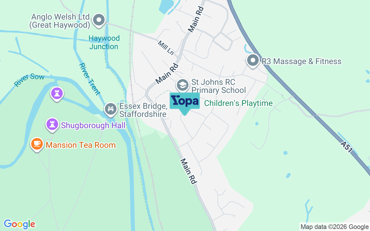 Map showing the location of ST18 0TA