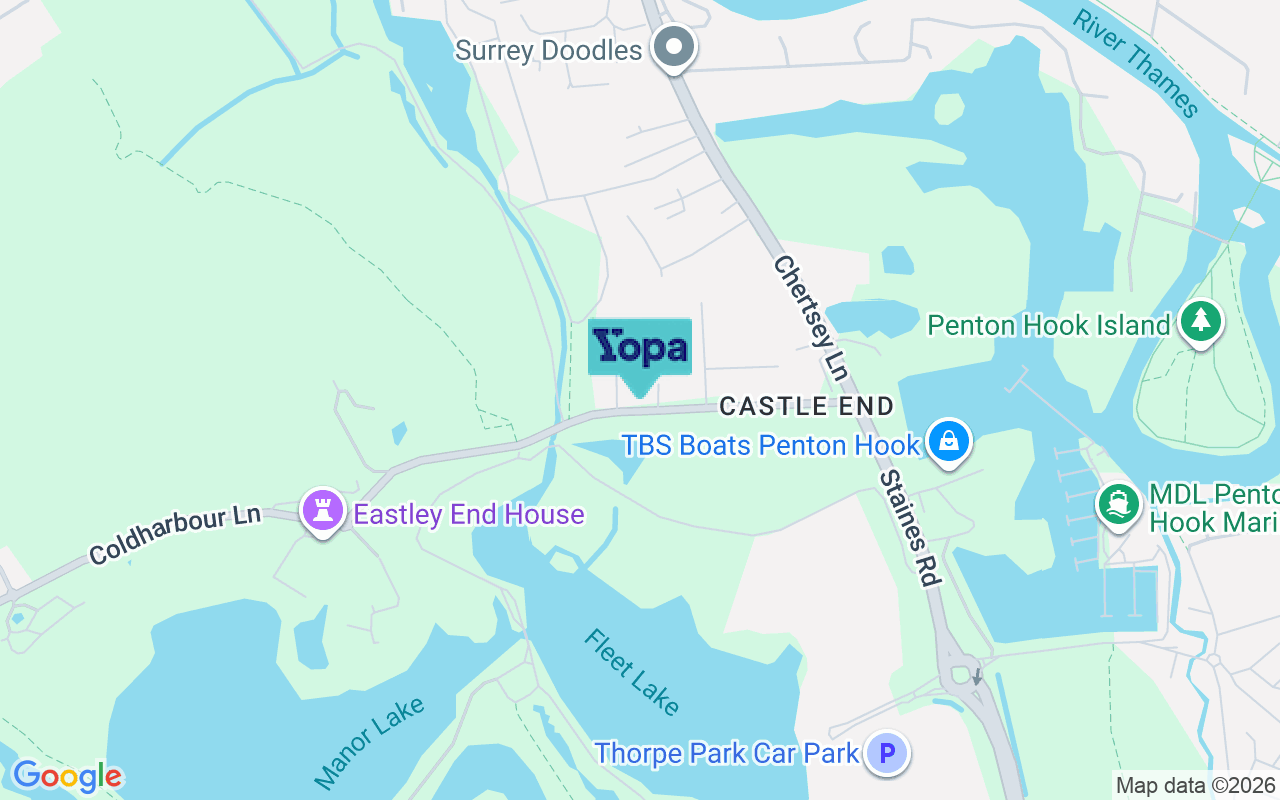 Map showing the location of TW20 8SS