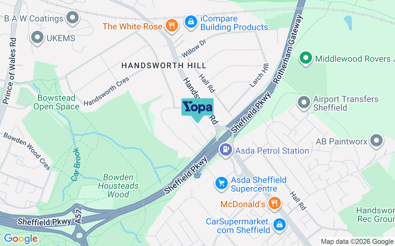 Map showing the location of S9 4BA