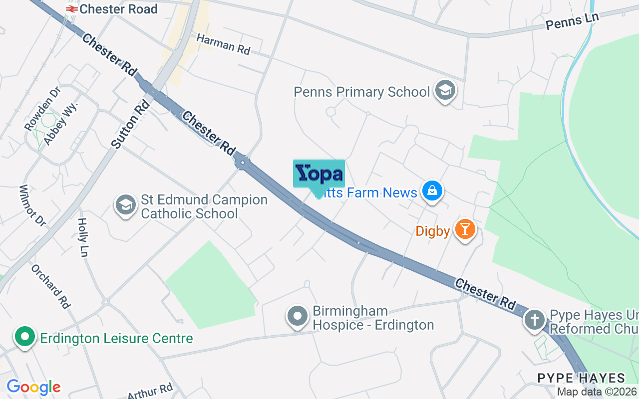 Map showing the location of B24 0BX
