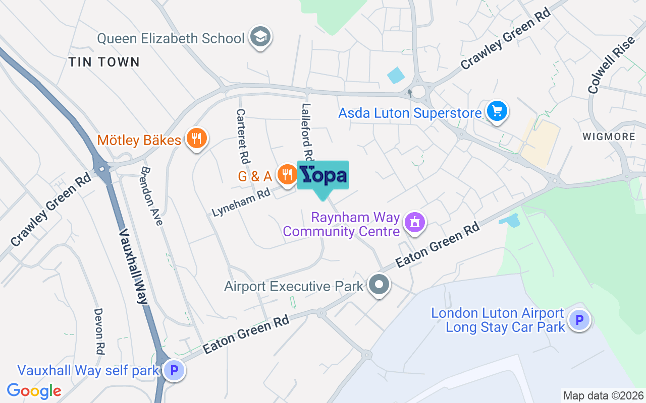 Map showing the location of LU2 9JQ