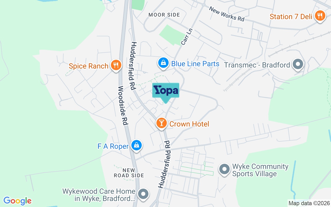 Map showing the location of BD12 8PS