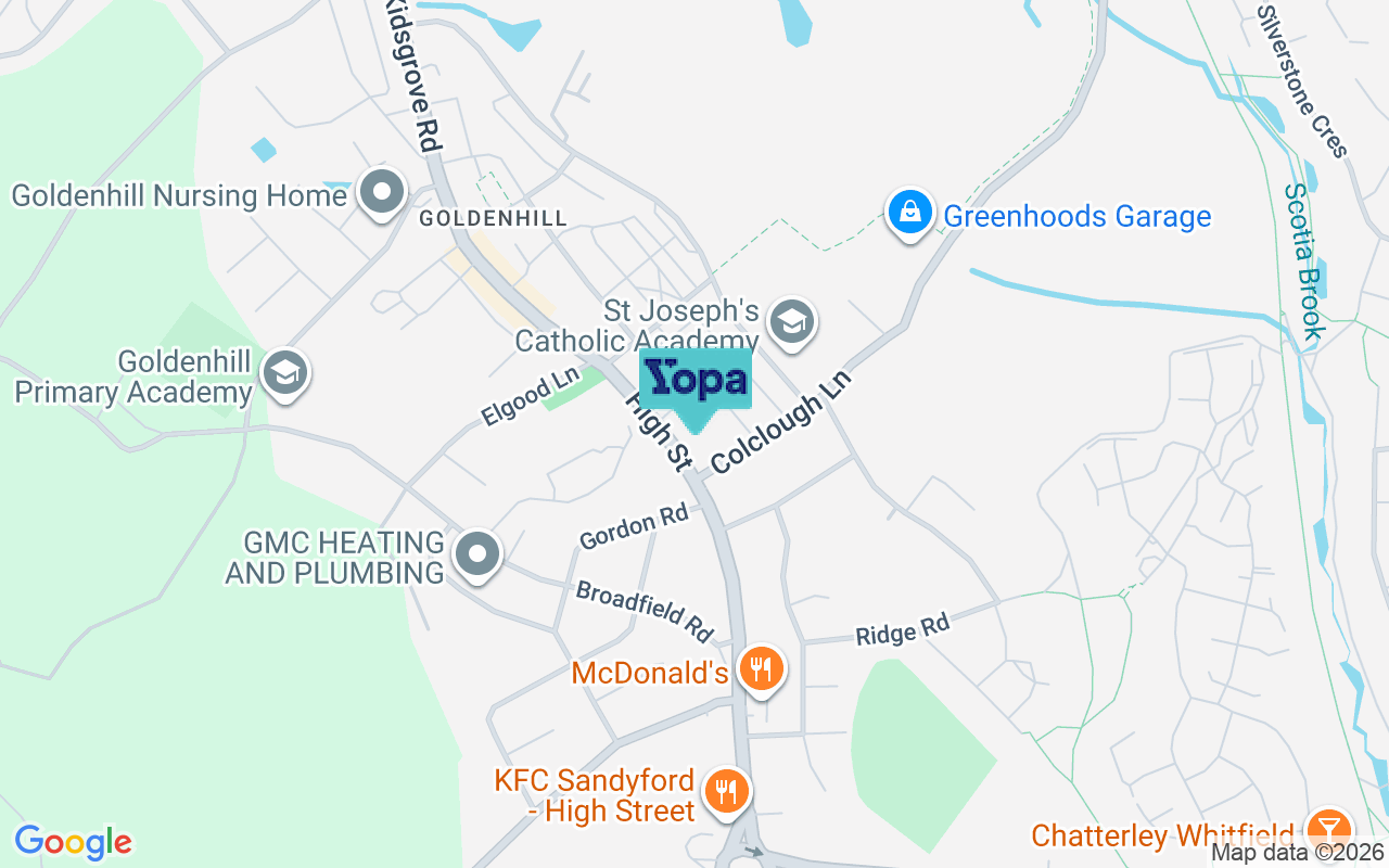 Map showing the location of ST6 5RA