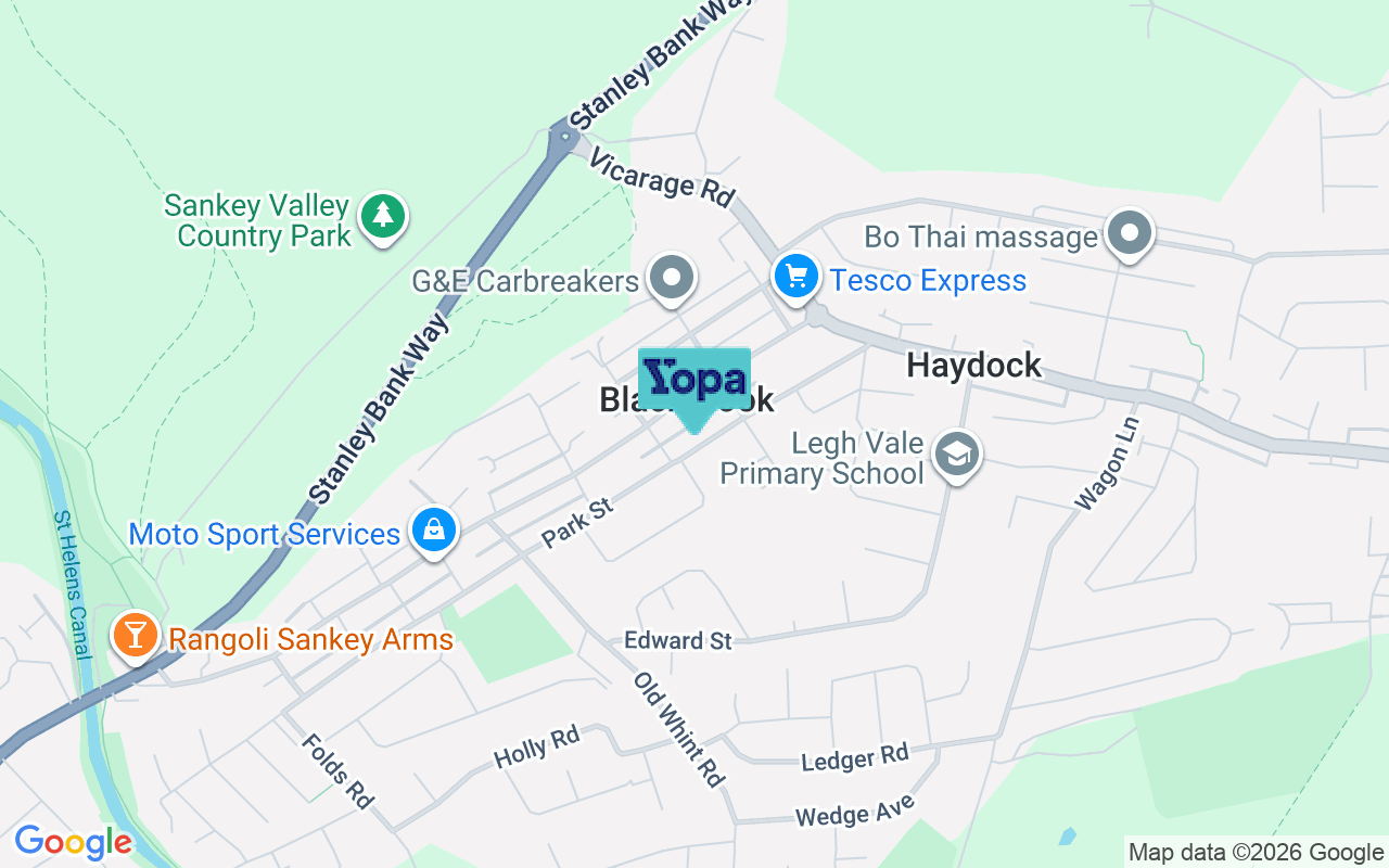 Map showing the location of WA11 0BH