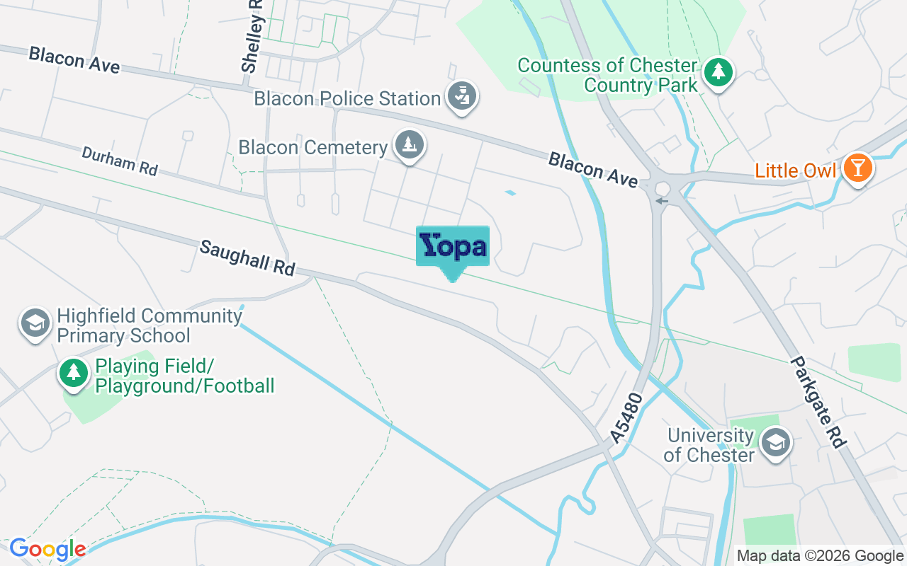 Map showing the location of CH1 5BA