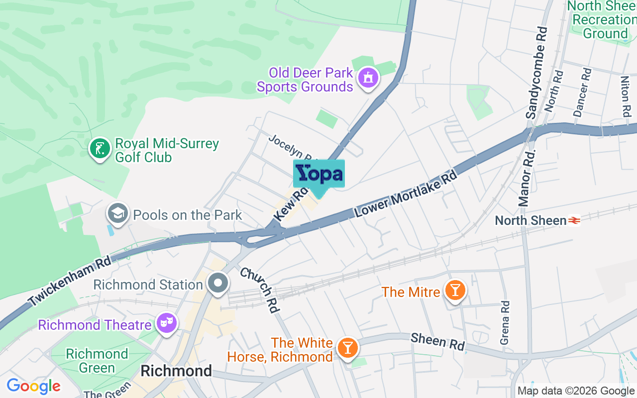 Map showing the location of TW9 2PL