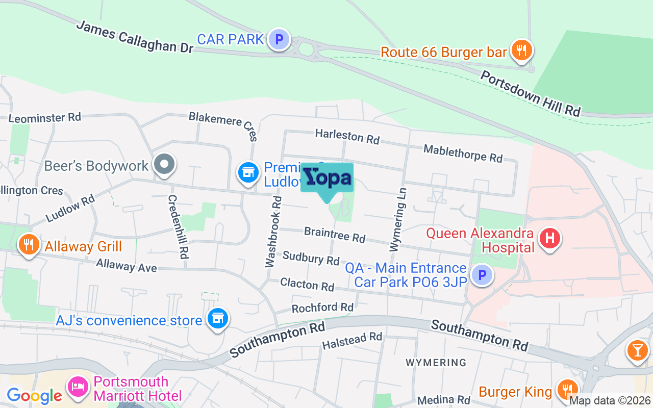 Map showing the location of PO6 3RT