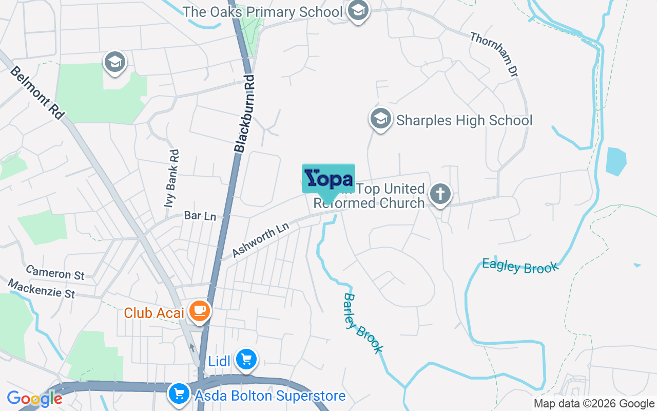Map showing the location of BL1 8RH