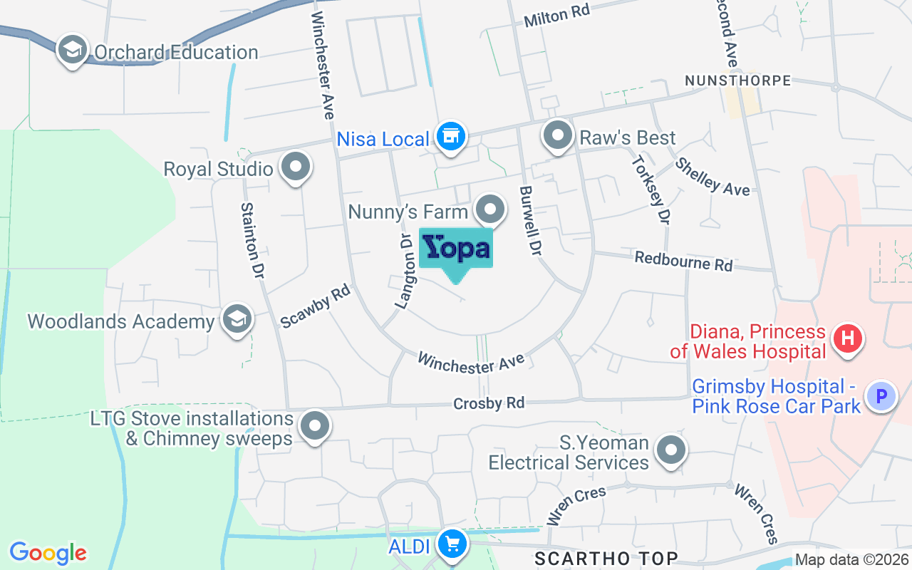 Map showing the location of DN33 1HG