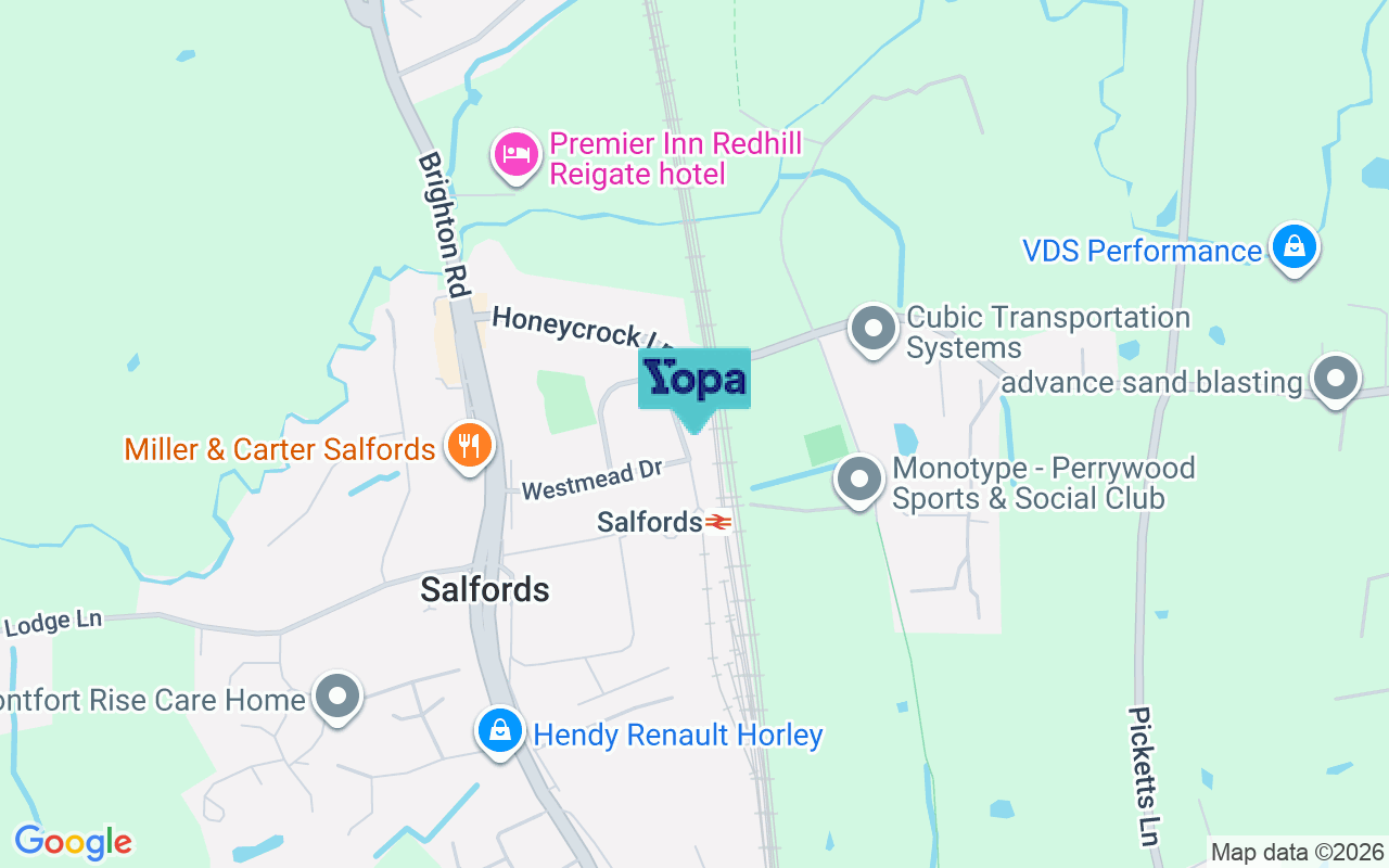 Map showing the location of RH1 5DE