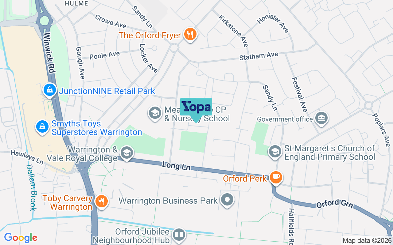 Map showing the location of WA2 9PB