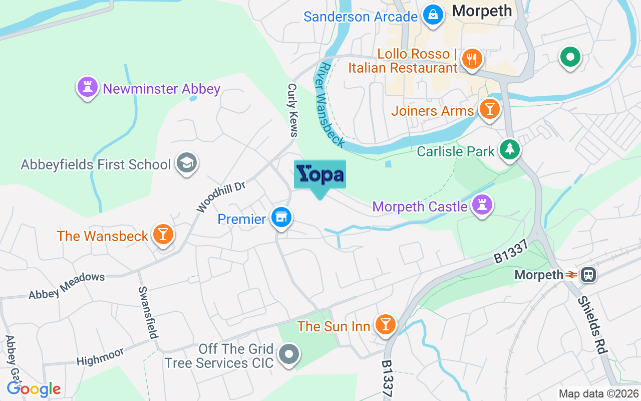 Map showing the location of NE61 2LJ