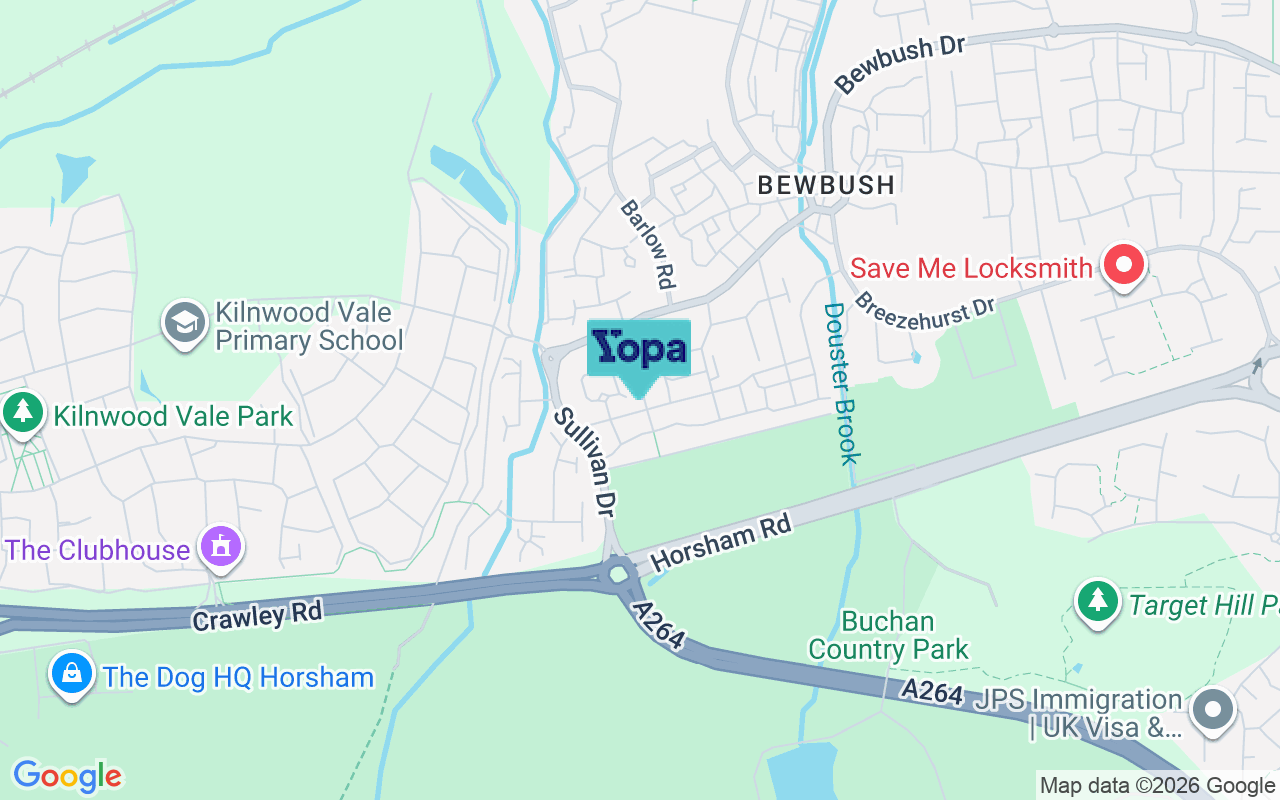 Map showing the location of RH11 6EF