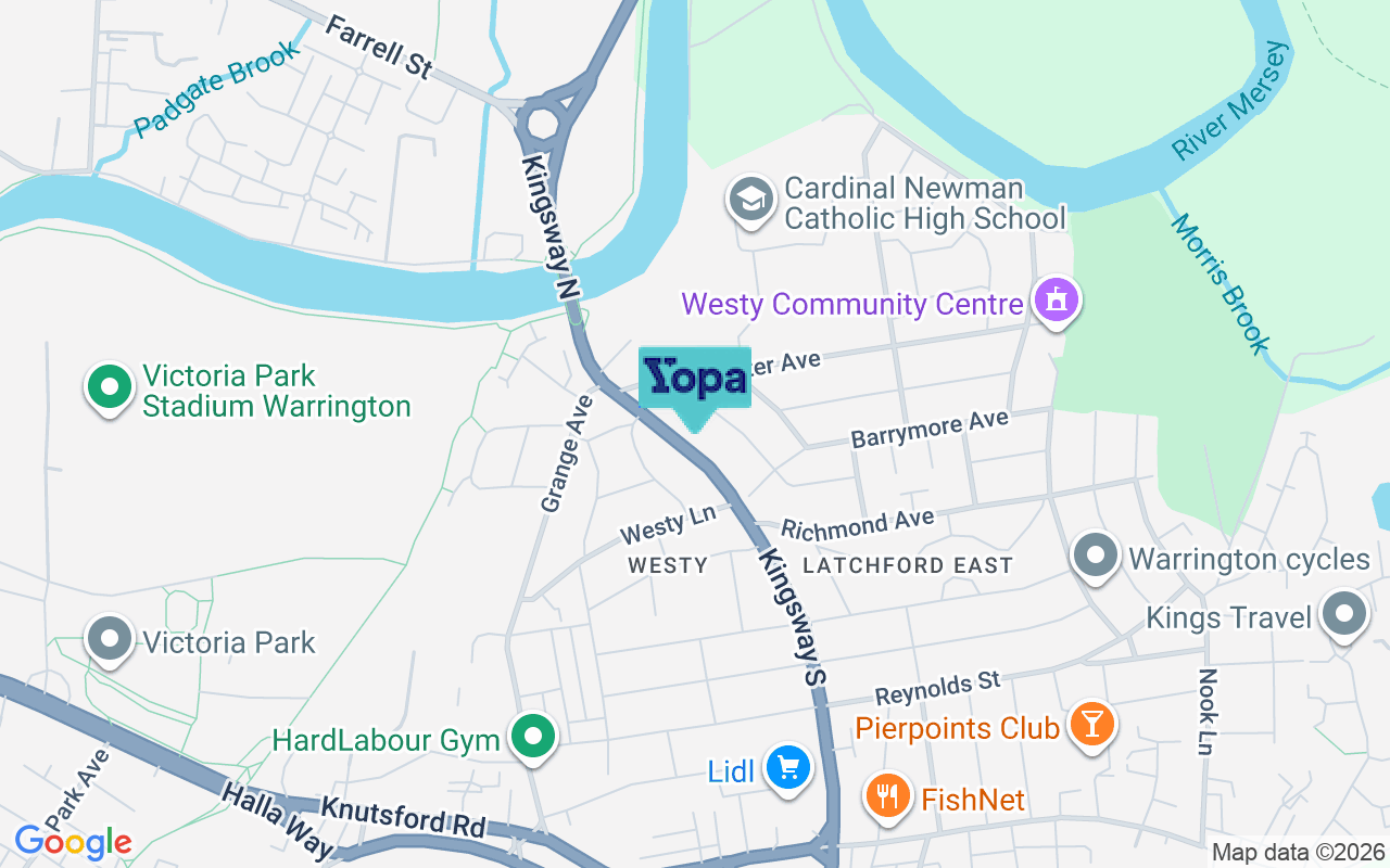 Map showing the location of WA4 1RW