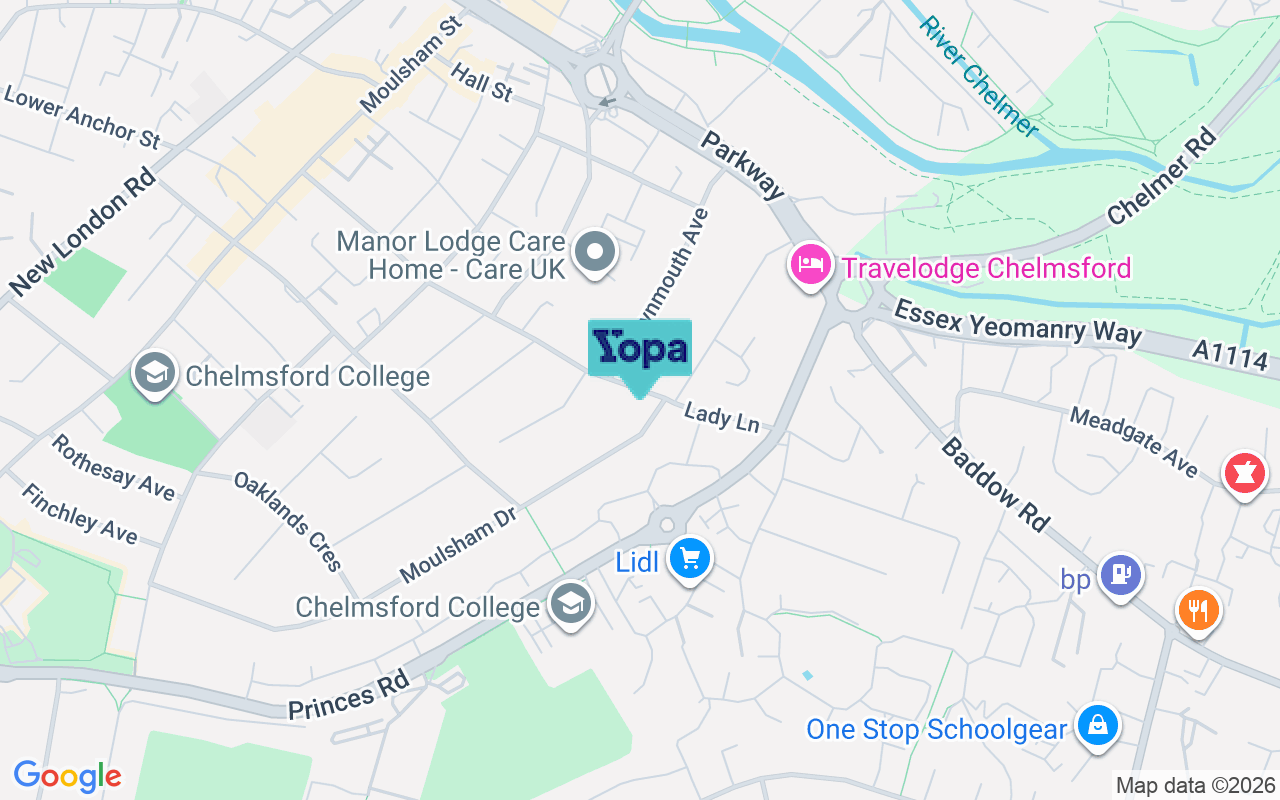 Map showing the location of CM2 9PX