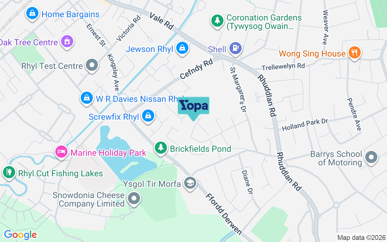Map showing the location of LL18 2LX