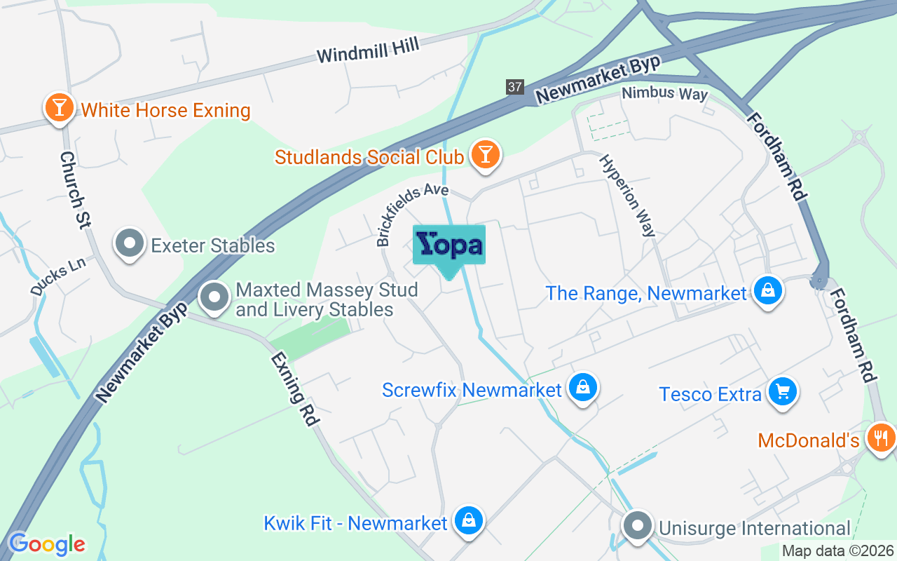 Map showing the location of CB8 7RW