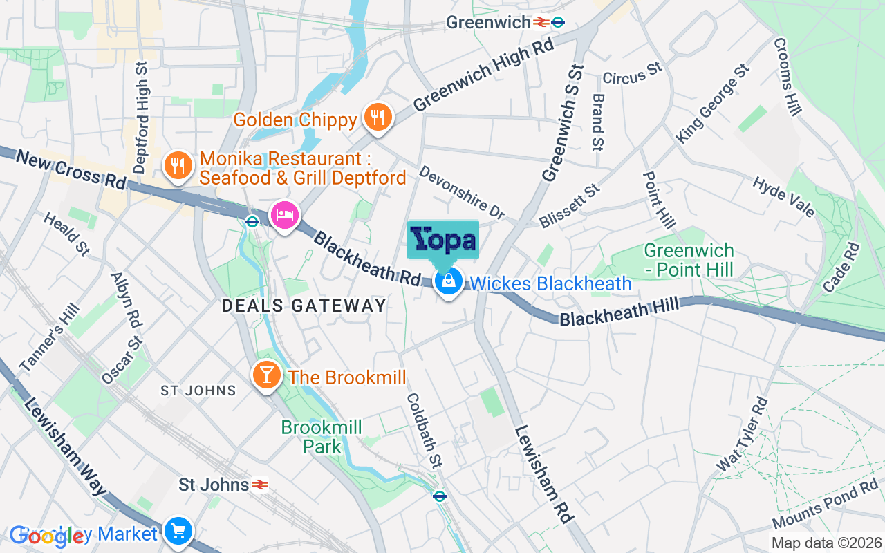 Map showing the location of SE10 8PD