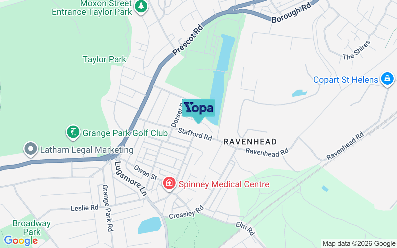 Map showing the location of WA10 3JS