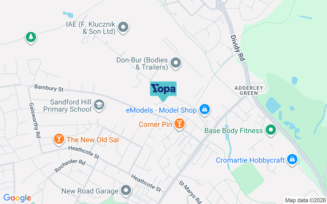Map showing the location of ST3 5BY