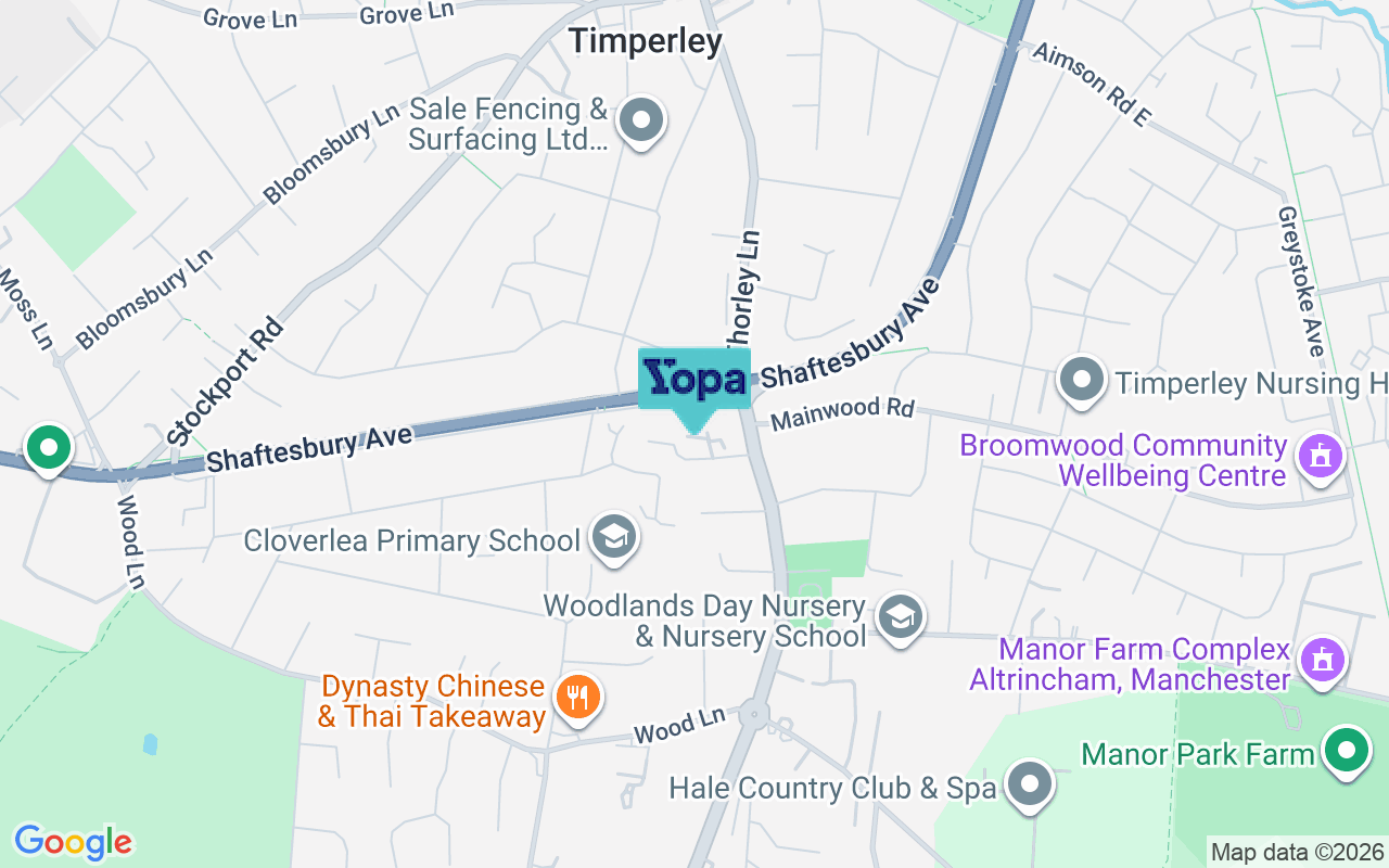 Map showing the location of WA15 7AH
