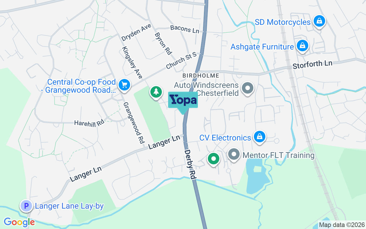Map showing the location of S40 2EU