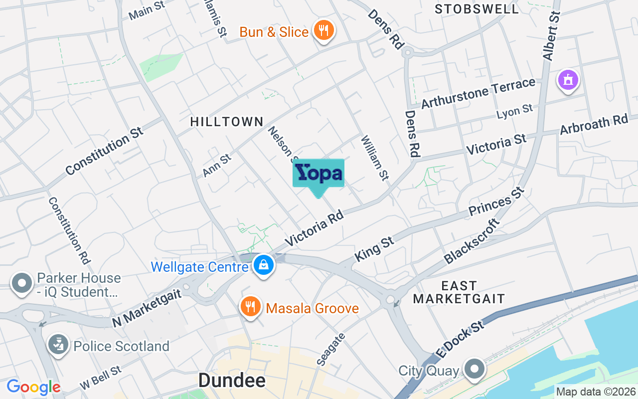 Map showing the location of DD1 2PP