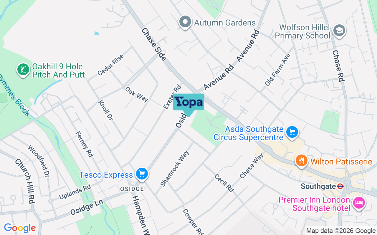 Map showing the location of N14 5JD