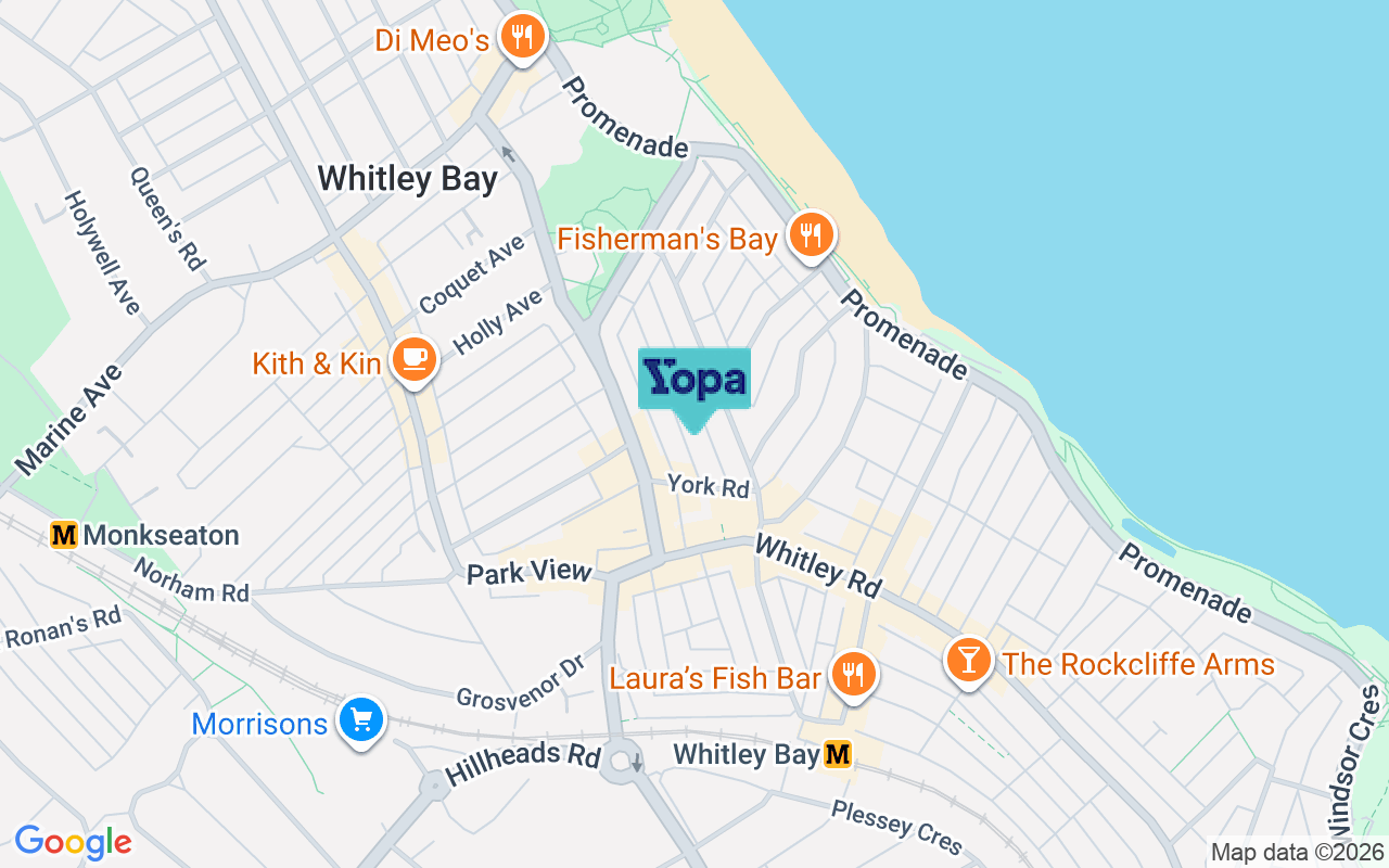 Map showing the location of NE26 1BB