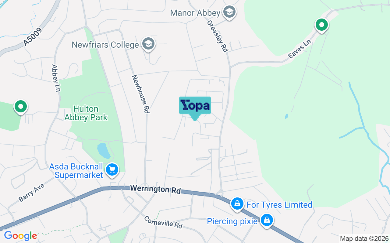 Map showing the location of ST2 8NT