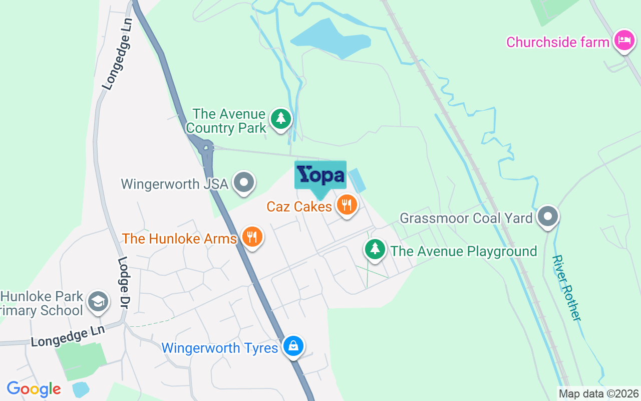 Map showing the location of S42 6FZ