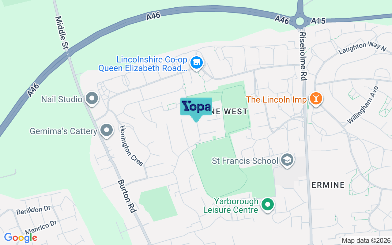 Map showing the location of LN1 3QD