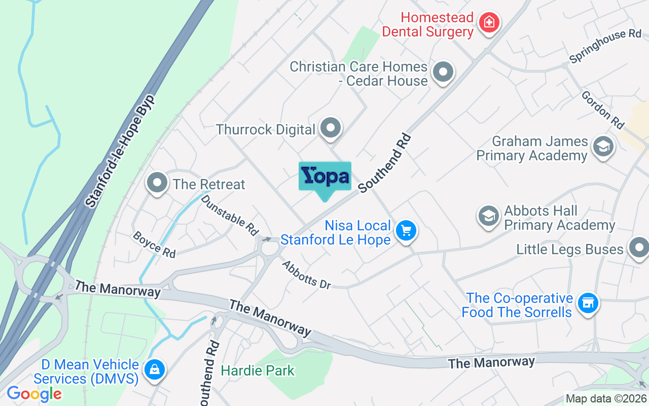 Map showing the location of SS17 7AA