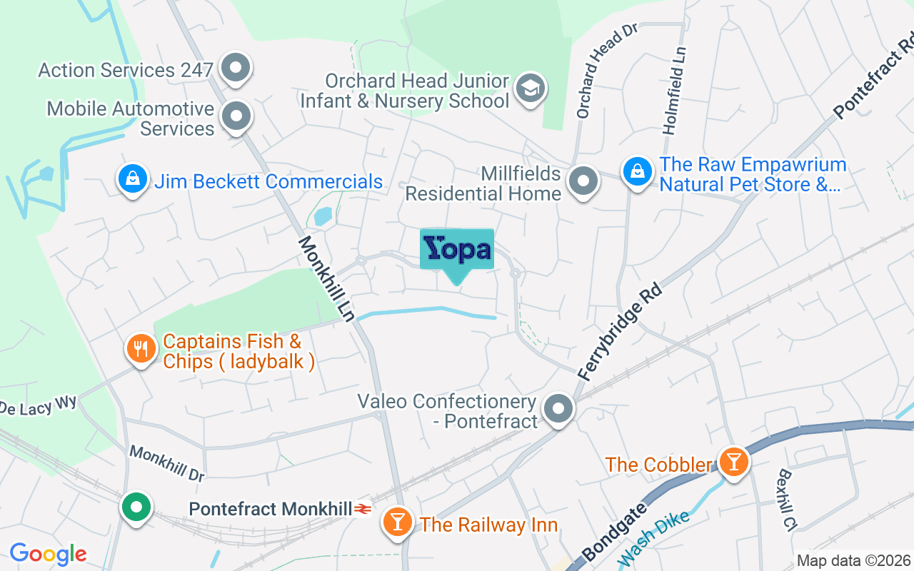 Map showing the location of WF8 2UU