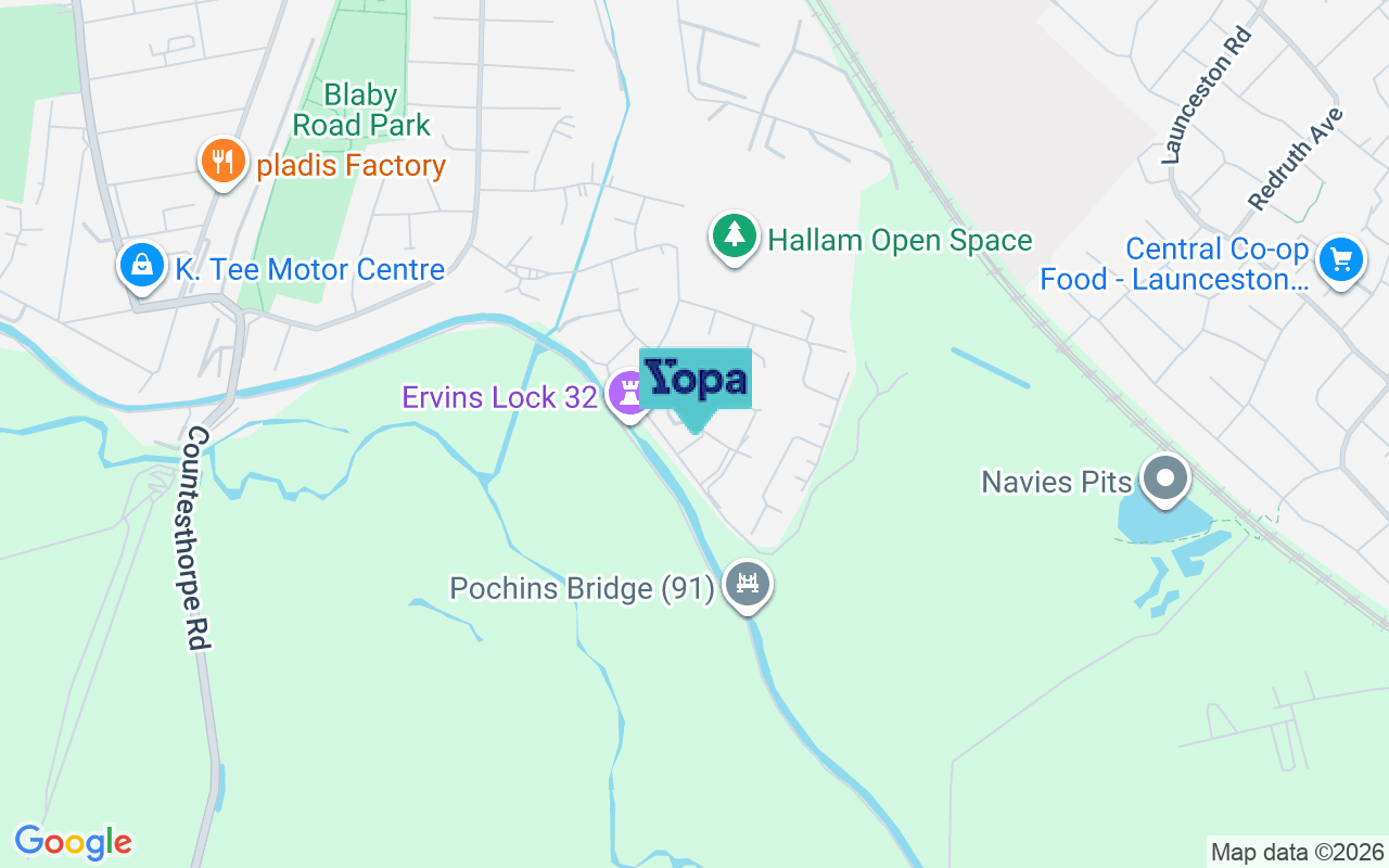 Map showing the location of LE18 4NG