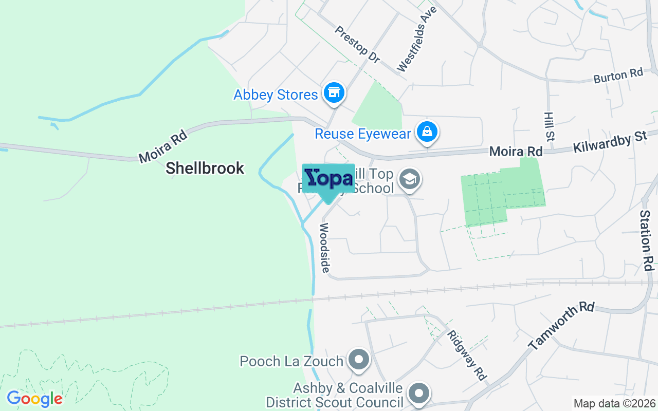 Map showing the location of LE65 2NJ