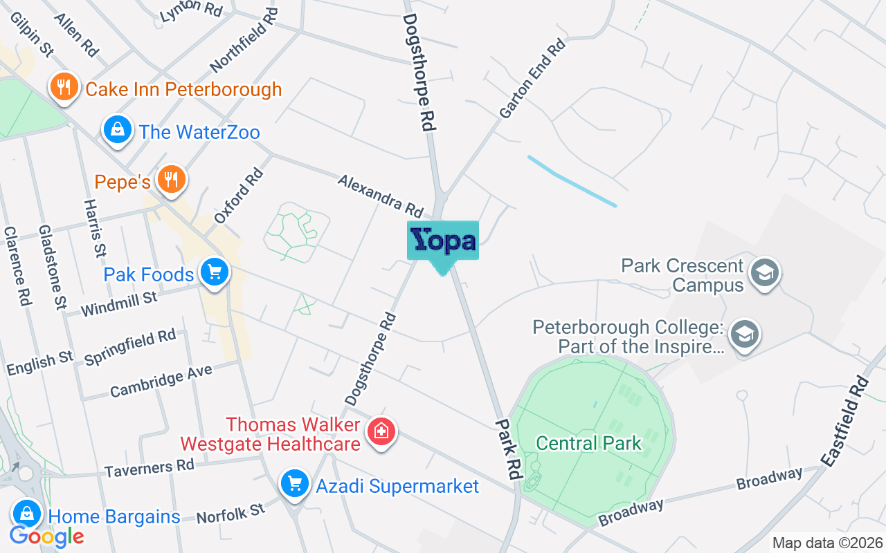 Map showing the location of PE1 2UT