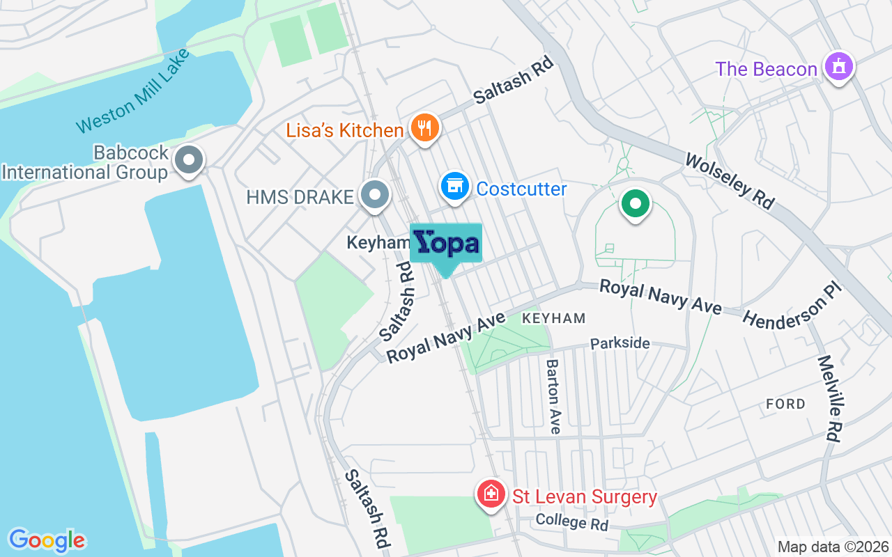 Map showing the location of PL2 2BS
