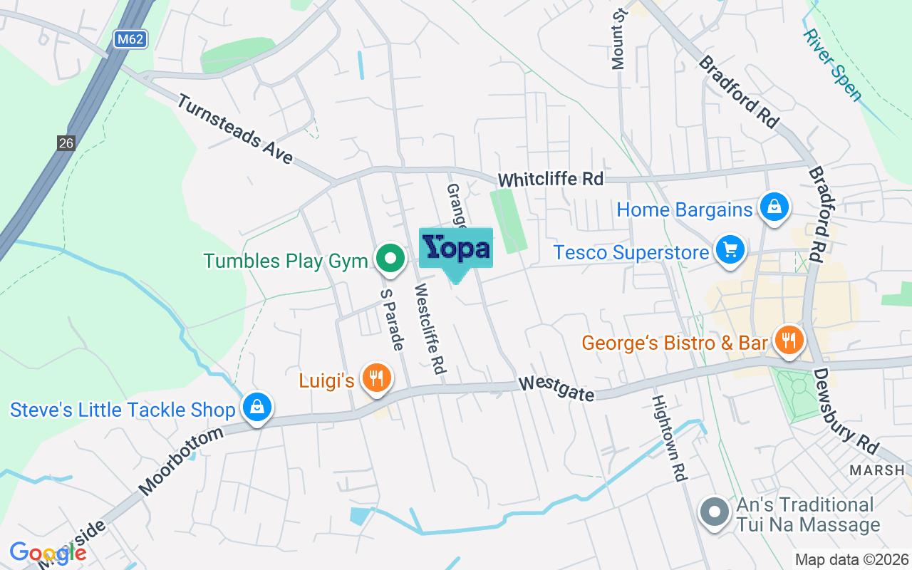 Map showing the location of BD19 3ES