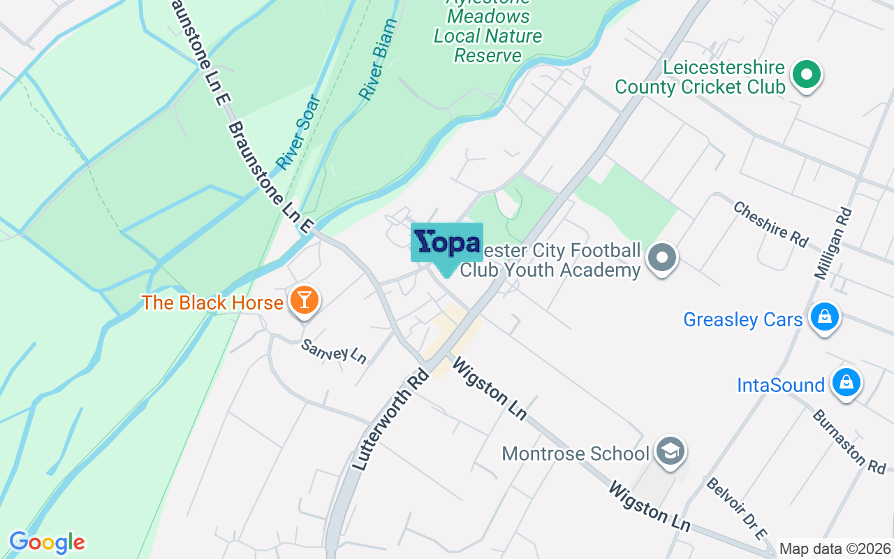 Map showing the location of LE2 8LB